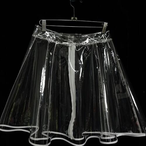Autumn 2020 Transparent Crystal Glue Large A-line Skirt PVC Skirt Plastic Trumpet Skirt Female Plus Size Skirts Womens Harajuku