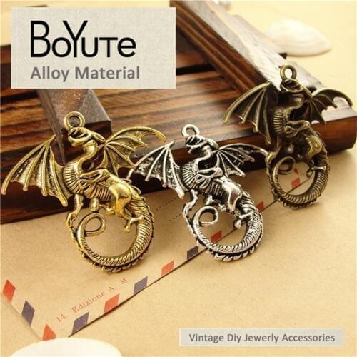 BoYuTe (20 Pieces/Lot) 43*46MM 3 Colors Fashion Retro Style Ancient Lovely pterosaur Alloy Charm Pendant Jewelry Accessories