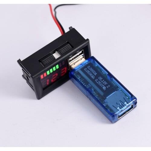 DC 12V Digital Display Voltmeter Mini Voltage Meter Battery Tester Panel for Cars Motorcycles Vehicles Dual USB 5V2A Output