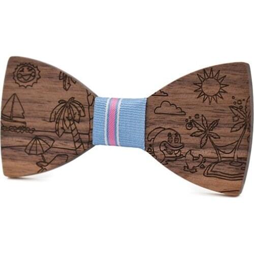 Linbaiway Children Wooden Bow Ties for Baby Boy Bowknot Kids Handmade Wood Bow Tie Butterfly Performance Adjustable Bow Tie