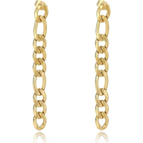 Stainless Steel Chain Long Dangle Earrings Jewelry Women Metal Gold Color Drop Earrings earrings trend 2021 Exquisite Party Gift