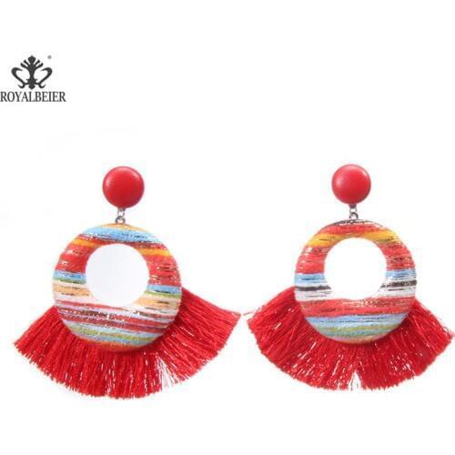 2019 Ethnic Vintage Big Long Earrings Jewelry Wedding Accessories Fashion Drop Earrings Bohemian Geometric Tassel Earrings