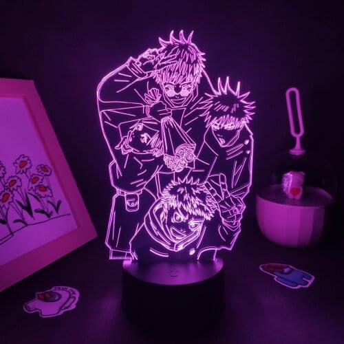 Manga Jujutsu Kaisen Anime Figure Yuji Itadori Gojo Satoru Team 3D LED Lava Lamps RGB Neon Night Lights Bedroom Table Decoration