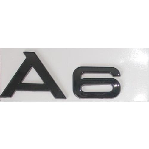 Gloss Black Glossy Black " A 6 " ABS Trunk Rear Number Letters Words Badge Emblem Decal Sticker for Audi A6