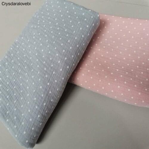 Dot Printed Cotton Double Gauze Fabric Breathable Pure Cotton Crepe Fabric DIY Quilting&Sewing Sleepwear Bathrobes