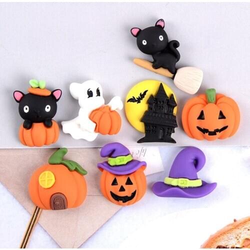 10pcs Resin Flatback Cabochon Crafts Embellishments For Scrapbooking Halloween Home Decoration Hair Clips Kawaii Diy Accessories