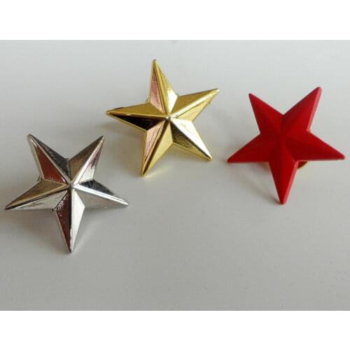 Military Metal Stars Cap Badge Pins Golden Silvery Red Star insignia SET 1.0'' Military Store