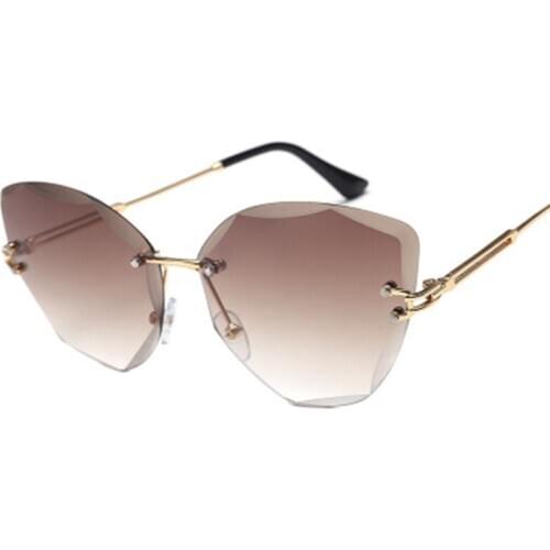 Fancy Gradient Shades Cateye Cat Eye Vintage Custom Rimless Sunglasses Women