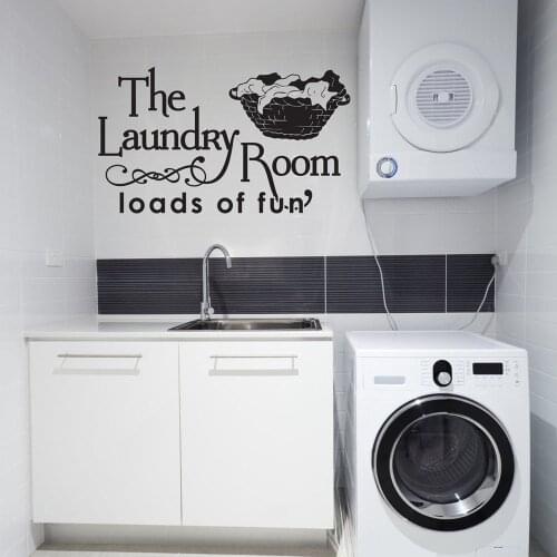 Laundry Room Wall Decal Loads of Fun Quotes Words Interior Decor Laundry Basket Door Window Vinyl Stickers Waterproof Mural E293