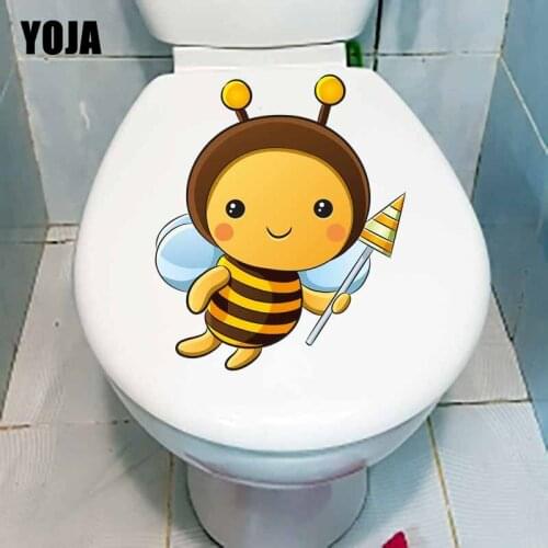 YOJA 20X22.4CM Cartoon Pattern Toilet Decal Wall Sticker Kids Room Decoration Intereting Bee T5-1003