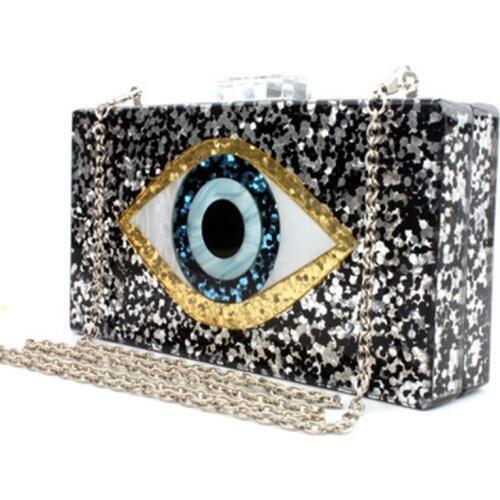 2019 new high quality evening dress bag banquet bag eyes sequin handbag handbag diagonal womens dress bag acrylic