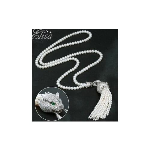 New Super Luxury Natural Pearl Pendant Necklaces Leopard Design Tassel Pendant Waterdrop Pearls Euro Fashion Jewelry Women Gifts