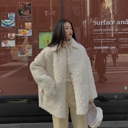 New Winter Women Faux Fur Coat Oversized Wool Jacket Soft Loose Elegant Chic Warm Outwear Beige Black Gray Winter High Quality