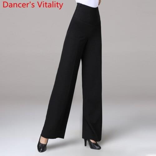 New Modern Latin Ballroom Dance Women Long Loose Pants Practice Trousers Black Red 2 Colors National Standard Waltz Jazz Clothes