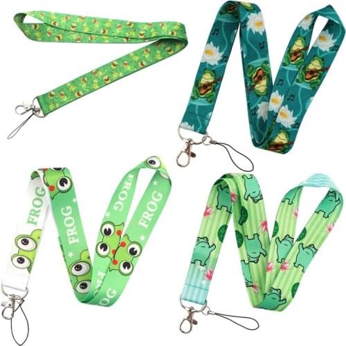 Brand New for Funny Cute Frog Lanyard Keychain ID Card Pass Gym Mobile Phone Hang Rope Decoration Webbing Straps Key Ring Holder
