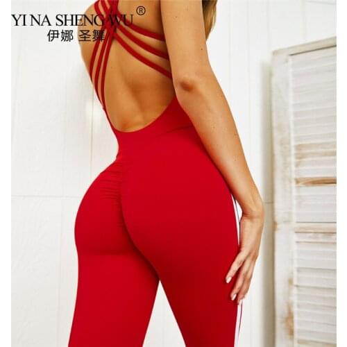 New Womens Yoga Fitness Backless Overalls Bodysuit Fitness Rompers Sexy Sport Suit Leggings Yoga Jumpsuit Combinaison Gym Set