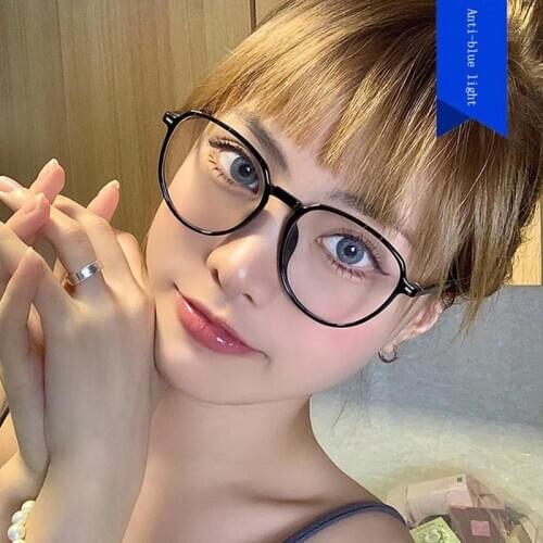 Anti-blue Protection Glasses Round Optical Prescription Computer Glasses Frame Women Anti Blue Transparent Decorative Glasses