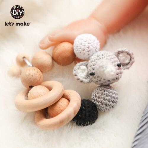 Rattles For Newborns Kids Toys For Boys Crochet Beads Wooden Beech Elephant 1PC Bracelet Educational Toys Accessories Lets Make