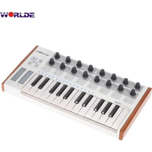 Worlde Portable Keyboard Controller Mini Professional 25-Key USB MIDI Controller Drum Pad Keyboard Instruments Electronic Organ