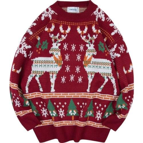 Sweater Men O-neck Cotton Christmas Pullover Warm Elk Read Collar Holidy Spacious De Yq Clothing Knitted Casual Male Sweaters