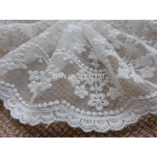 DIY Fabric Lace Ivory White Floral Sweet Cordate Lace Trim DIY Craft Materials Clothing Accessories Lace Embroidery 5 Yards