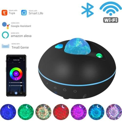 Tuya Smart Star Projector WiFi Laser Starry Sky Projector Waving Night Light Led Colorful APP Control Alexa Google Assistant