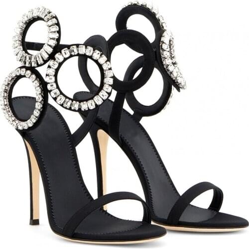 2019 Europe and the United States new star with the same word with rhinestone stiletto heel sandals womens shoes