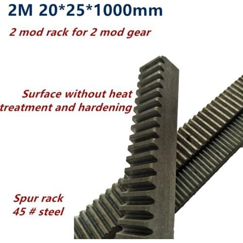 1pc 2M 2 Mod 20*25*1000mm Mold Gear Rack Precision CNC Rack Straight Teeth Toothed rack Router