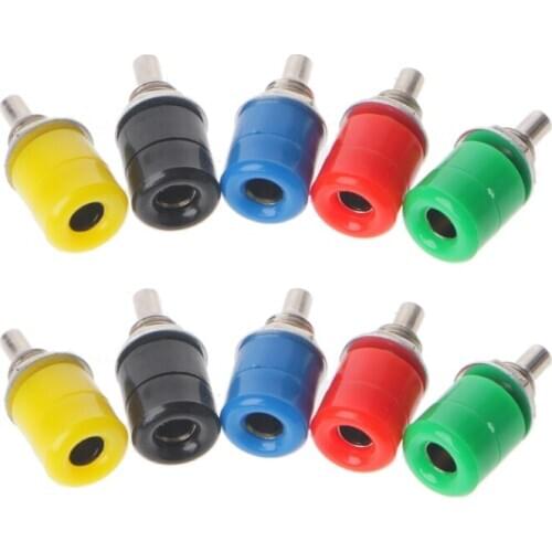 10 Pcs 5 Color 4mm Female Banana Plug Socket Connector Binding Post Audio Terminal