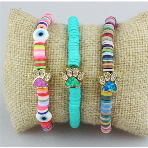 10pcs/lot New design colorful cz/shell bracelet,cute cat paw shape component,popular plated chain bracelet cheap wholesale