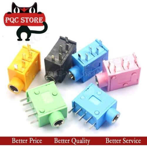 10Pcs/lot PJ215 PJ325 3.5mm Five colours Stereo Headphone Connector Adapter Power Plug Audio Video Jack Socket Plug PJ-215 DIP5