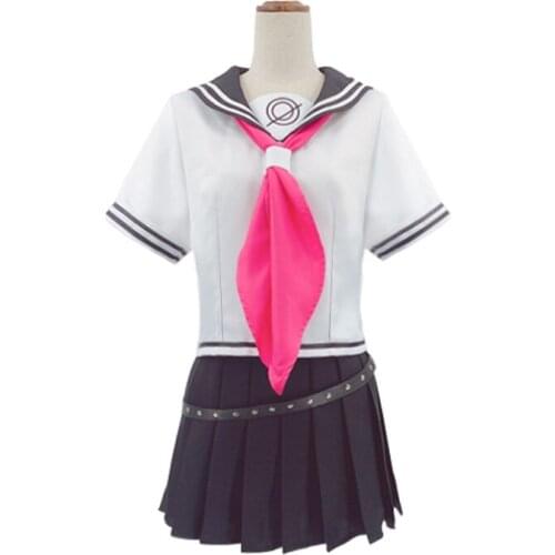 2020 Ibuki Mioda Cosplay Custome Dangan Ronpa 2 Goodbye Despair Shirt Dress Long Wig School Girl JK Uniform Skirt Set Halloween