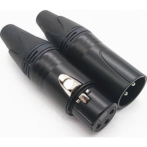 3 Pin Xlr Connector Male Female Plug Audio Microphone Cable Connector Xlr Cannon Internal Thread Plug Adapter Black
