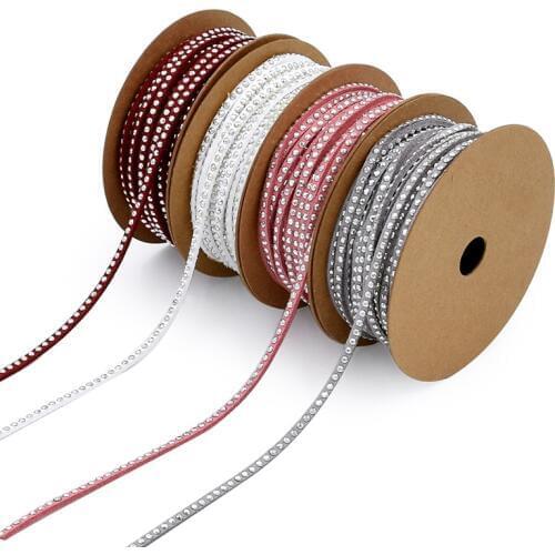 5m/lot 2mm Rhinestone Velet Stain RIbbons For Party Christmas Decorations Bouquet Gifts Packing Supplies Lace Ribbons