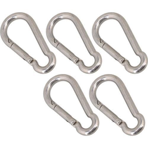 5pcs Heavy Duty Multifunctional 120mm Carabiner Clip M11 Snap Hook, 304 Stainless Steel Clip, Holds Up to 551lb/250kg (Max)