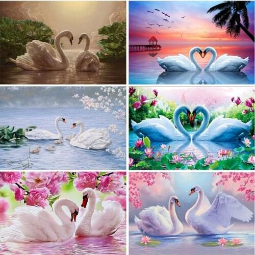5D DIY Diamond Painting Animal Swan Rhinestone Art Picture Full Square/Round Diamond Embroidery Rhinestone Mosaic Decoration Kit