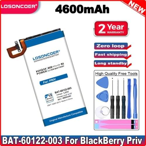 LOSONCOER 4300mAh BAT-60122-003 Battery For BlackBerry Priv Good Quality Mobile Phone Batteries+Gift tools +stickers