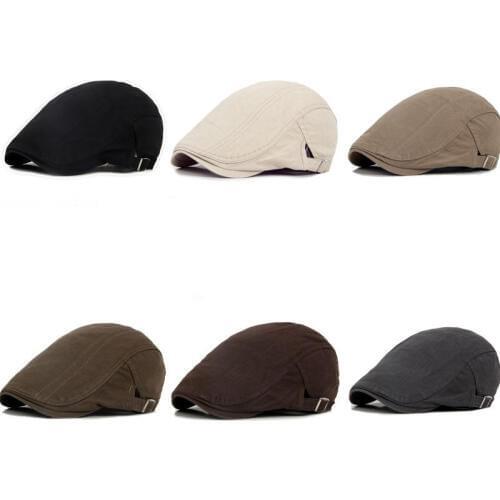 New Fashion Mens Newsboy Driver Gatsby Beret Hats Solid Cotton Cabbie Golf Flat Cap Berets