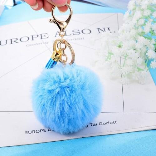 1PCS Fake Rabbit Fur Ball KeyChain Pompom Key Chain tassel Key Rings Pompon Women Car keychain female bag pendant Jewelry YS-315