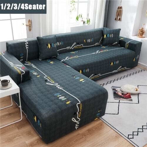 Artistic Leaves Stretch Elastic Sofa Cover Sofa Covers for Living Room L-shaped Corner Couch of Sofa Fully Wrapped Slipcover
