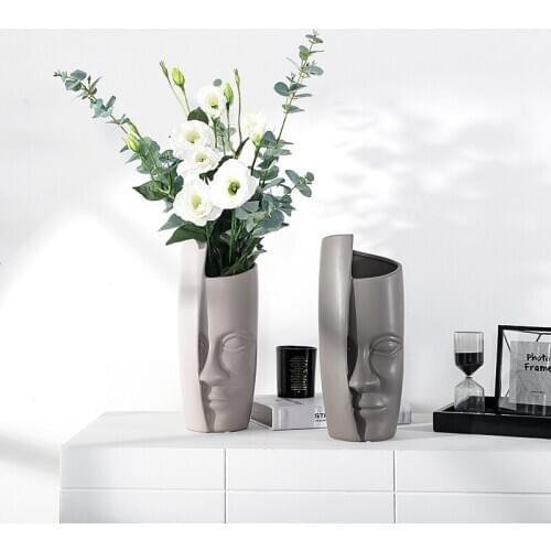 Human Face Nordic Vase Modern Decorative Vases For Interior Ceramic Flower Arrangement Container Flower Pot Room Home Decor