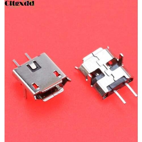 Cltgxdd 10pcs/lot USB 90 degree DIP 2 Pin Charging Port Connectors Micro USB Connector Jack Tail Plug Mini Sockect Terminals