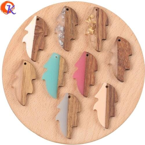 Cordial Design 50Pcs 16*31MM DIY Pendant/Hand Made/Natural Wood & Resin/Leaf Shape/Earring Findings/Jewelry Accessories/Charms