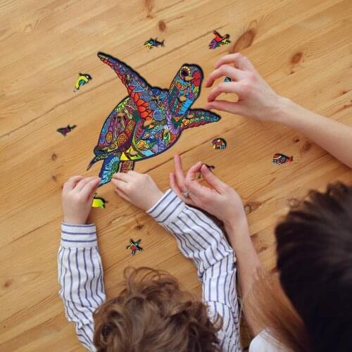 Diy Wooden Puzzle Animals Sea Turtle Puzzle Toy Cartoon Animal Wooden Jigsaw Puzzles For Adults Kids Toys Juguetes Para Niños