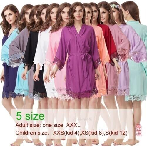 Bridesmaid robes, Monochromatic lace robe,Satin robe ,Flower girl robe, wedding Robe,bride robe, cotton robe A300A