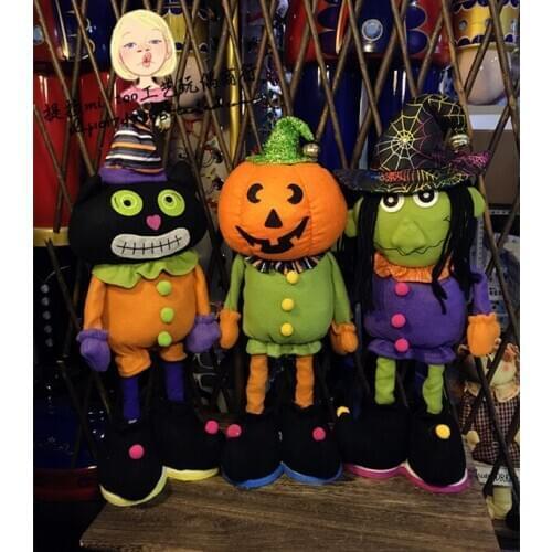 Halloween plush toys retractable funny doll pumpkin witch kindergarten atmosphere rag doll decoration ornaments