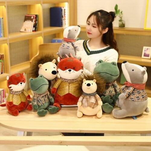 23/32cm Cute mini wild animal series plush toys frog hedgehog tiger badger soft stuffed toy kids birthday gift