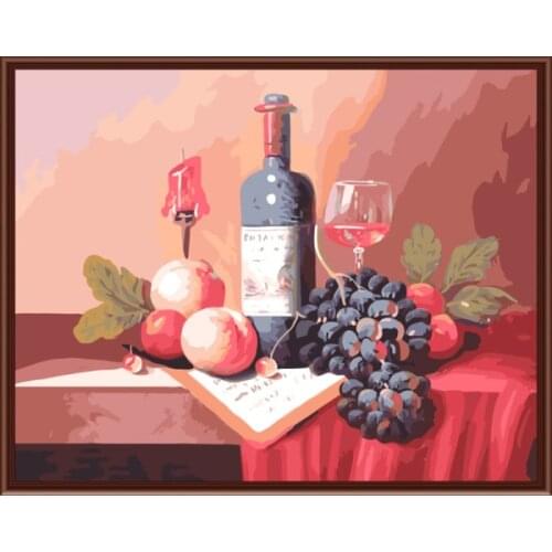 Frameless Pictures Painting By Numbers Home Decor Hand Painted Oil On Canvas Wall Art Realist life, Wine G310 40*50CM