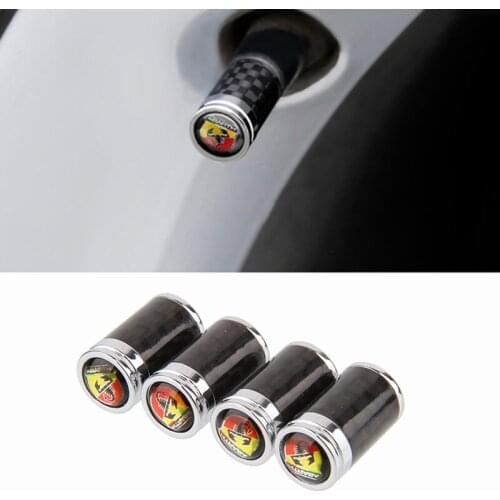 4pcs Carbon Fiber Car Tire Valves Cap Wheel Covers Decor for Fiat Abarth 500 Punto Stilo Bravo Linea Panda Vehicle Accessories