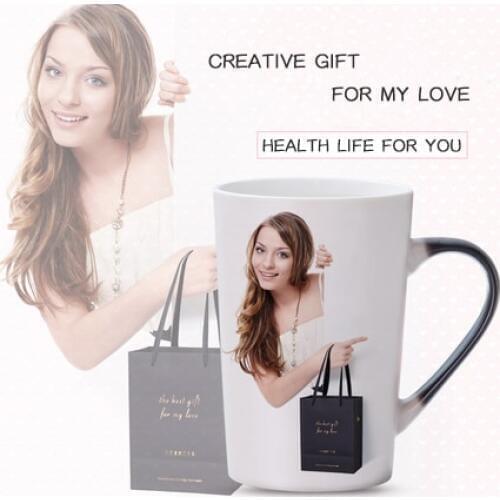 Creative Color Changing magic Ceramic Coffee Mug Customized Tea Cup With Lid and Spoon